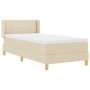 Cama con Base y Colchón Crema 90x200 cm Tela, Cabecero Con