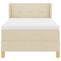 Cama con Base y Colchón Crema 90x200 cm Tela, Cabecero Con
