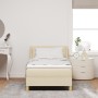 Cama con somier con colchón crema 90x190 cm tela, Cabecero diseño de bloques de diamante crema 90 cm tela by , Beds and slatt...