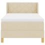 Cama con somier con colchón crema 90x190 cm tela, Cabecero diseño de bloques de diamante crema 90 cm tela by , Beds and slatt...