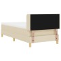 Cama con somier con colchón crema 90x190 cm tela, Cabecero diseño de bloques de diamante crema 90 cm tela by , Beds and slatt...