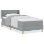 Cama con Somier con Colchón Gris Claro 90x200 cm Tela, Cabecero Diseño de Diamantes Gris Claro 90 cm Tela de , Camas y somier...