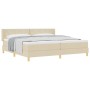 Cama Box Spring con colchón crema 200x200 cm tela, Cabecero diseño de bloques diamante crema 200 cm tela by , Beds and slatte...