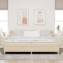 Cama Box Spring con colchón crema 200x200 cm tela, Cabecero