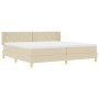 Cama Box Spring con colchón crema 200x200 cm tela, Cabecero diseño de bloques diamante crema 200 cm tela by , Beds and slatte...
