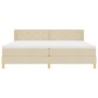 Cama Box Spring con colchón crema 200x200 cm tela, Cabecero