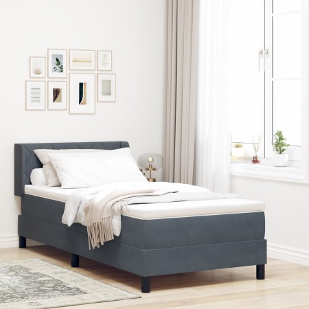 Cama Box Spring con colchón terciopelo gris oscuro 90x200 cm | Foro24.es | Tu tienda online para hogar, jardín y más Foro24.es