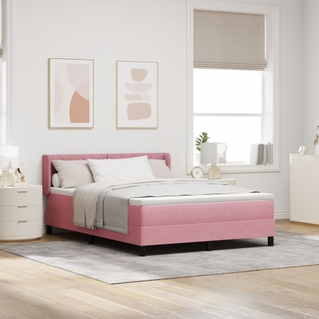 Cama Box Spring con colchón terciopelo rosa 160x200 cm by , Beds and slatted bases - Ref: Foro24-3341533, Price: 474,76 €, Di...