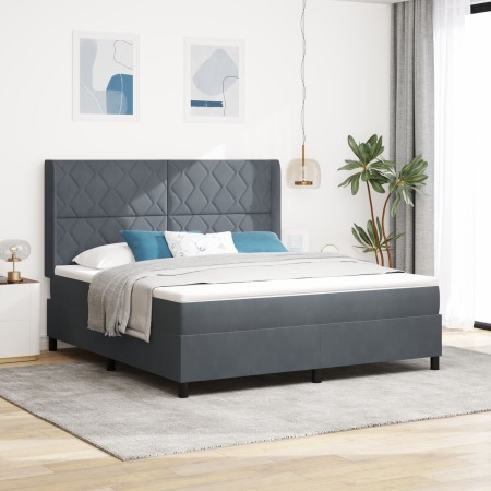 Cama con Colchón Box Spring Gris Oscuro 180x200 cm Terciopelo | Foro24.es | Tu tienda online para hogar, jardín y más Foro24.es