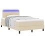 Cama con Somier y Colchón & LED Crema 120x190 cm Tela