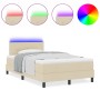 Cama con Somier y Colchón & LED Crema 120x190 cm Tela