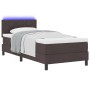 Cama con Box Spring y Colchón & LED Marrón Oscuro 90x190 cm Tela by , Beds and slatted bases - Ref: Foro24-3342250, Price: 29...