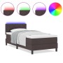 Cama con Box Spring y Colchón & LED Marrón Oscuro 90x190 cm Tela by , Beds and slatted bases - Ref: Foro24-3342250, Price: 29...