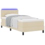 Cama con Base de Resortes con Colchón & Luz LED Crema 90x190 cm Tela by , Beds and slatted bases - Ref: Foro24-3342252, Price...
