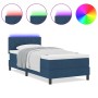 Cama con somier y colchón & LED Azul 90x190 cm Tela
