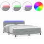 Cama con base con colchón y LED gris claro 180x200 cm Tela | Foro24.es | Tu tienda online para hogar, jardín y más Foro24.es