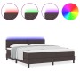 Cama Box Spring con Colchón y LED Marrón Oscuro 180x200 cm Tela by , Beds and slatted bases - Ref: Foro24-3342306, Price: 552...