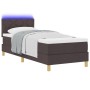 Cama Box Spring con Colchón y LED Marrón Oscuro 80x200 cm Tela by , Beds and slatted bases - Ref: Foro24-3342474, Price: 300,...