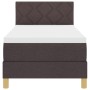 Cama Box Spring con Colchón y LED Marrón Oscuro 80x200 cm Tela by , Beds and slatted bases - Ref: Foro24-3342474, Price: 300,...