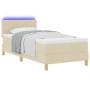 Cama con somier con colchón y LED crema 90x200 cm tela von , Betten und Lattenroste - Ref: Foro24-3342490, Preis: 288,25 €, R...