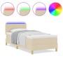 Cama con somier con colchón y LED crema 90x200 cm tela von , Betten und Lattenroste - Ref: Foro24-3342490, Preis: 288,25 €, R...
