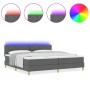Cama con somier con colchón y LED gris oscuro 200x200 cm tela by , Beds and slatted bases - Ref: Foro24-3342542, Price: 574,4...