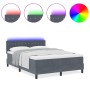 Cama Box Spring con colchón y LED Gris Oscuro 140x190 cm Terciopelo by , Beds and slatted bases - Ref: Foro24-3342585, Price:...