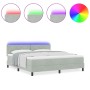 Cama Box Spring  con colchón y luz LED Gris Claro 180x200 cm Aterciopelado | Foro24.es | Tu tienda online para hogar, jardín y más Foro24.es