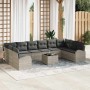 Conjunto de sofá de jardín 11 pcs Gris claro Poliratán