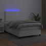 Cama box spring colchón y LED cuero sintético blanco 120x200 cm