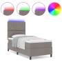 Cama con somier con colchón & LED taupe 100x200 cm de tela