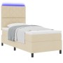 Cama con Somier con Colchón y LED Crema 100x200 cm Tela von , Betten und Lattenroste - Ref: Foro24-3342926, Preis: 345,96 €, ...