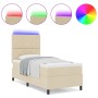 Cama con Somier con Colchón y LED Crema 100x200 cm Tela von , Betten und Lattenroste - Ref: Foro24-3342926, Preis: 345,96 €, ...