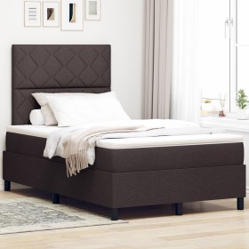 Cama con somier y colchón & LED marrón oscuro
