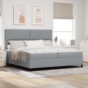 Cama con Somier y Colchón & Luz LED Gris 200x200