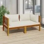 Sofá de jardín de 2 plazas con cojín crema madera de acacia de vidaXL, Conjuntos de jardín - Ref: Foro24-3086931, Precio: 352...