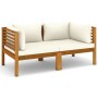 2-Sitzer-Gartensofa mit cremefarbenem Akazienholzkissen von vidaXL, Gartensets - Ref: Foro24-3086931, Preis: 303,76 €, Rabatt: %
