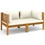 Sofá de jardín de 2 plazas con cojín crema madera de acacia de vidaXL, Conjuntos de jardín - Ref: Foro24-3086931, Precio: 352...