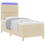 Cama con somier con colchón y LED crema 90x190 cm tela | Foro24.es | Tu tienda online para hogar, jardín y más Foro24.es