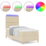 Cama con somier con colchón y LED crema 90x190 cm tela | Foro24.es | Tu tienda online para hogar, jardín y más Foro24.es