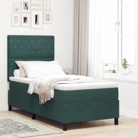Cama Box Spring con colchón y LED Verde Oscuro