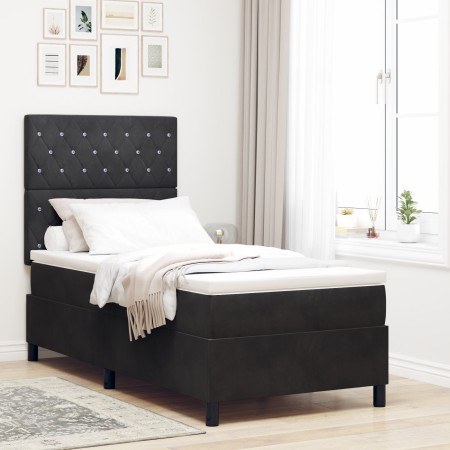 Cama con somier y colchón con LED Negro 100x200 cm Terciopelo by , Beds and slatted bases - Ref: Foro24-3343228, Price: 342,2...