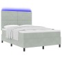 Cama Box Spring con colchón y luz LED Gris Claro 140x190 cm Terciopelo by , Beds and slatted bases - Ref: Foro24-3343244, Pri...