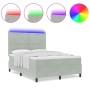 Cama Box Spring con colchón y luz LED Gris Claro 140x190 cm Terciopelo by , Beds and slatted bases - Ref: Foro24-3343244, Pri...