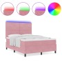 Cama con Somier y Colchón  con LED Rosa 160x200 cm de Terciopelo | Foro24.es | Tu tienda online para hogar, jardín y más Foro24.es
