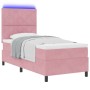 Cama con Box Spring y Colchón & LED Rosa 90x190 cm Terciopelo by , Beds and slatted bases - Ref: Foro24-3343351, Price: 343,7...