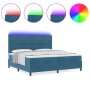 Cama Box Spring con colchón y LED Azul Oscuro 200x200 cm de Terciopelo de , Camas y somieres - Ref: Foro24-3343404, Precio: 6...