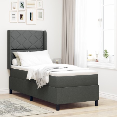 Cama Box Spring con colchón y LED Gris Oscuro 90x190 cm Tela by , Beds and slatted bases - Ref: Foro24-3343540, Price: 354,76...