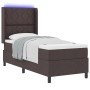 Cama Box Spring con Colchón y LED Marrón Oscuro 90x190 cm Tejido by , Beds and slatted bases - Ref: Foro24-3343542, Price: 34...