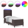 Cama Box Spring con Colchón y LED Marrón Oscuro 90x190 cm Tejido by , Beds and slatted bases - Ref: Foro24-3343542, Price: 34...